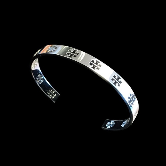NEW Tory Burch Silver Pierced T Cuff Bracelet - Picture 6 of 9